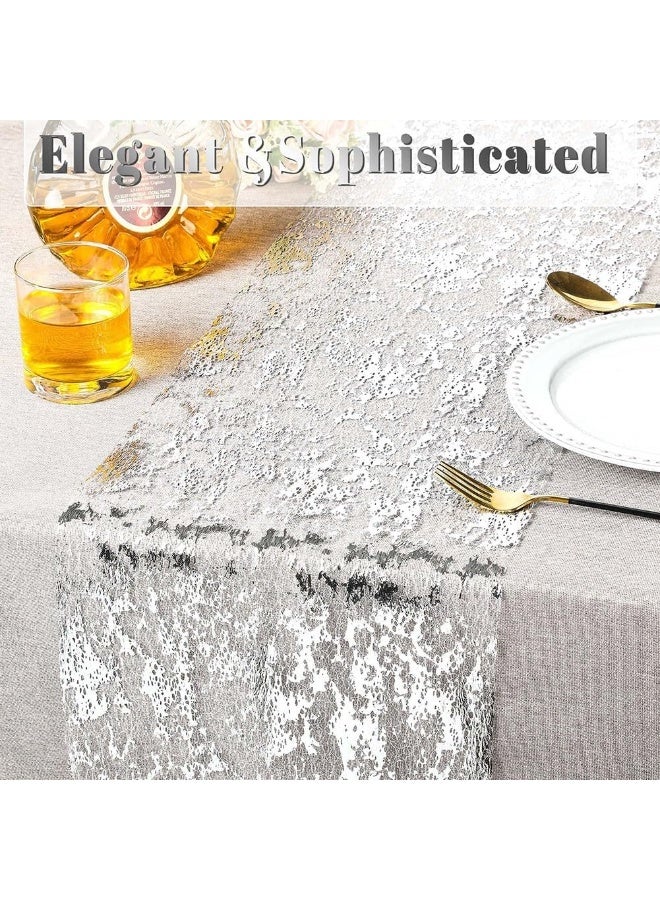 imported Silver Table Runners, Glitter Table Runner, Stylish Polyester Mesh with Metallic Foil Table Runner Roll,48 x 500 cm, Table Decorations for DIY, Holiday, Wedding, Banquet, Birthday, Party - Image 3